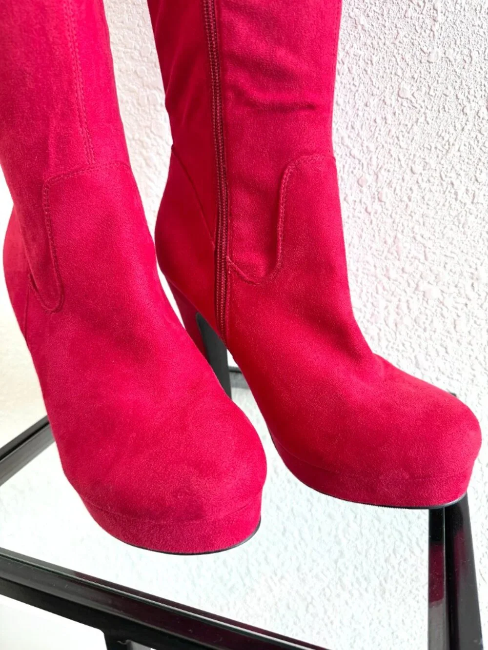 Torrid Bright Red Suede-Like Over the Knee Boots - Size 8